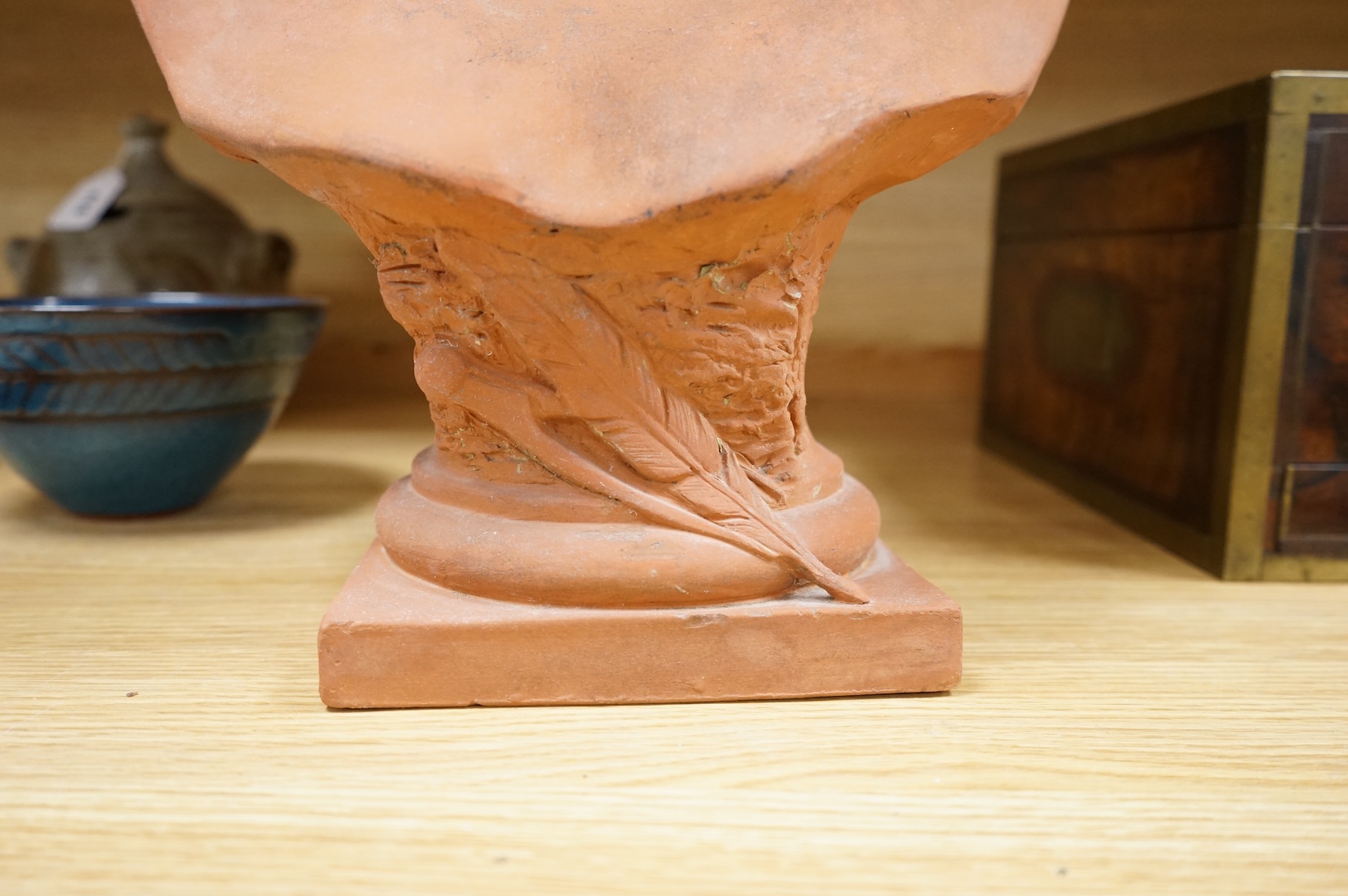 A Bretby classical terracotta bust, 51cm